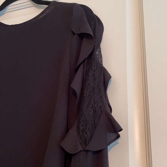 Zara long-sleeve lace black cropped top - Picture 3 of 5